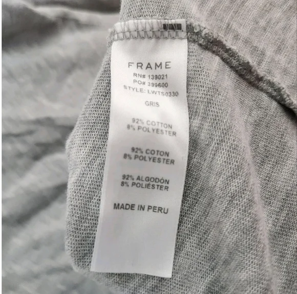 Frame Denim Women Large Heather Grey Ruffle Shoulder Long Sleeve Pullover Shirt - Picture 6 of 7